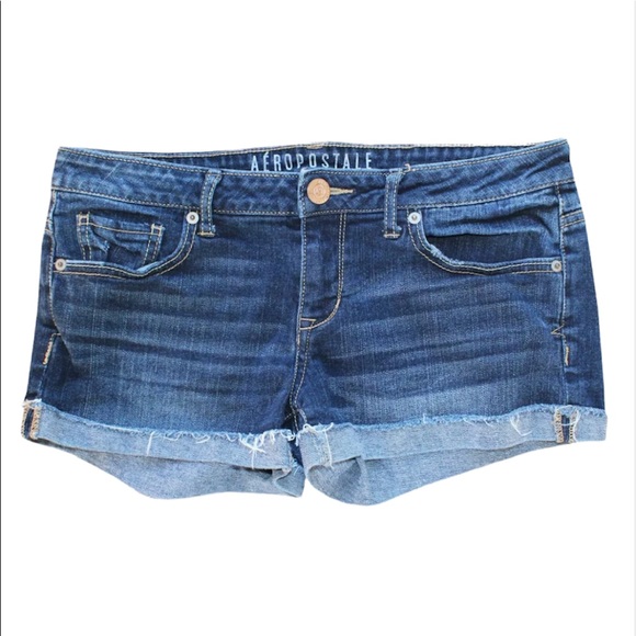Women's Aeropostale 'Shorty' Dark Blue Navy Denim Cutoff Jean Shorts Size 6 - Picture 1 of 2